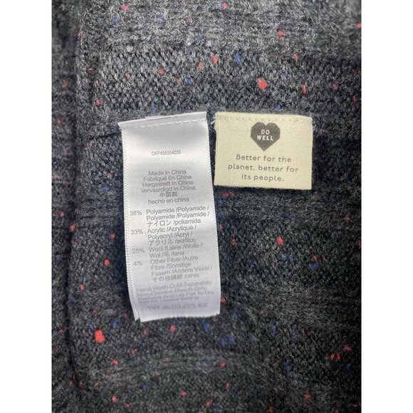 Madewell Women Grey Red Speckle Knit Mini Dress Large Ribbed Rolled Mock Neck - Picture 3 of 6